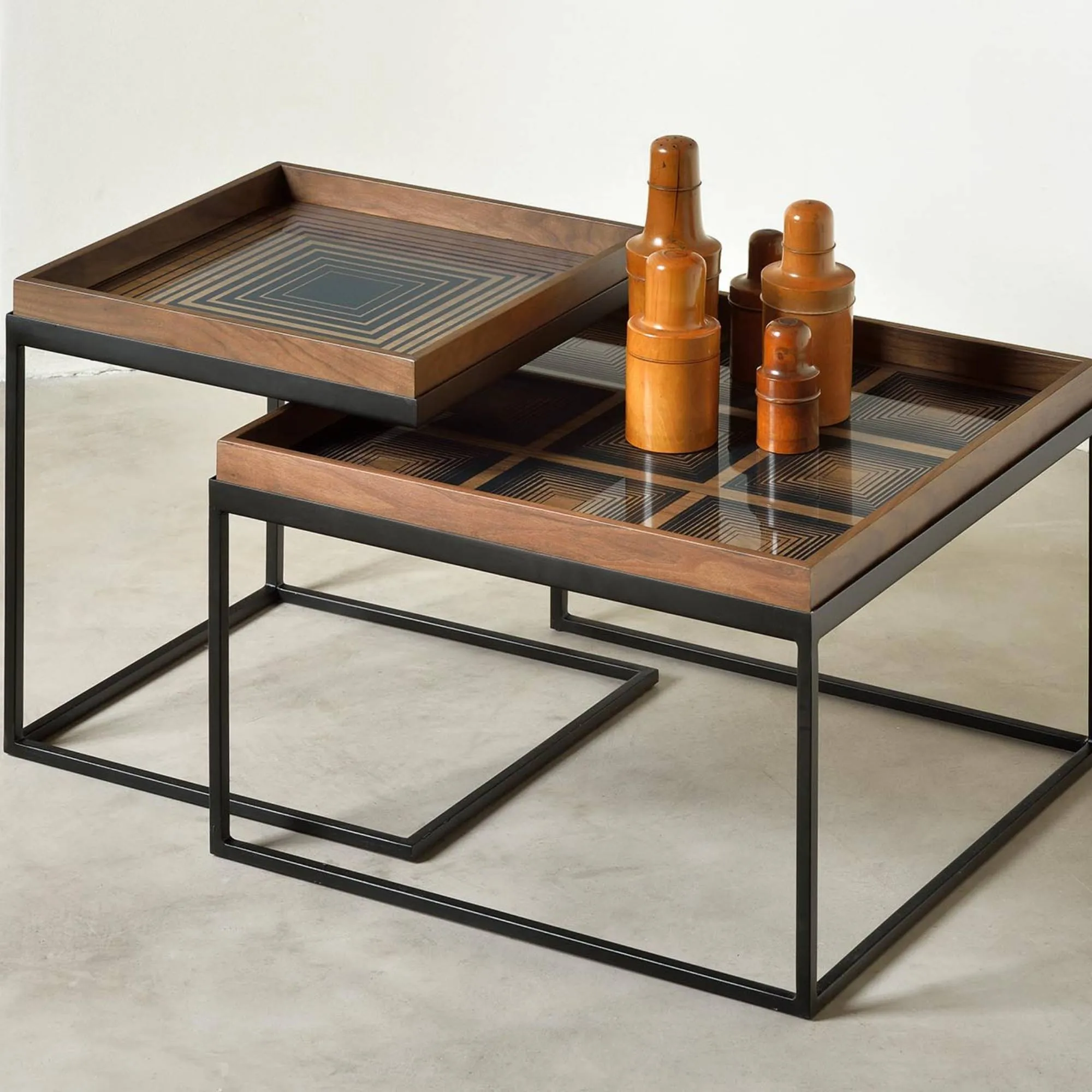 Ethnicraft Tray Coffee Table Set