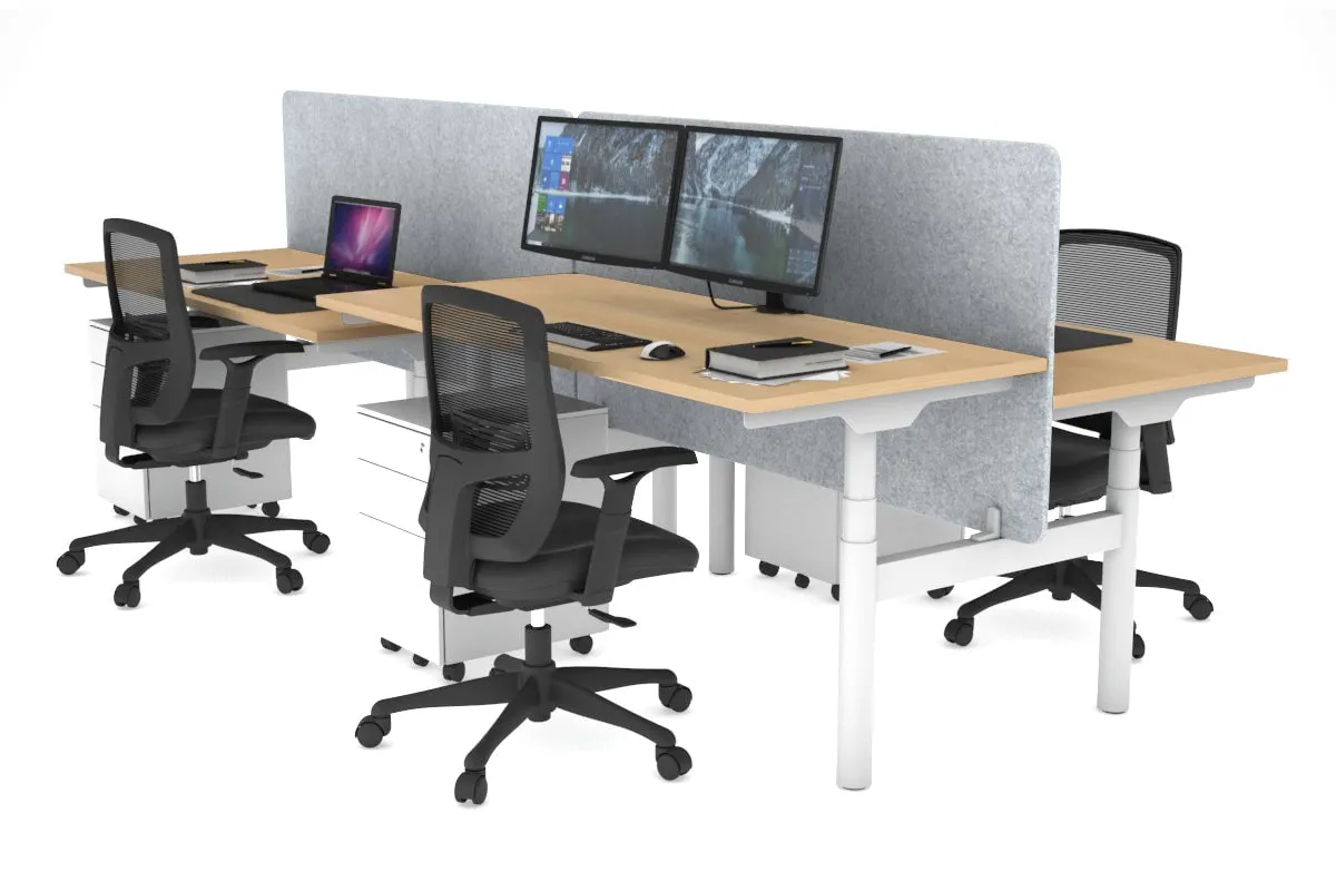 Flexi Premium Height Adjustable 4 Person H-Bench Workstation - White Frame [1200L x 700W]