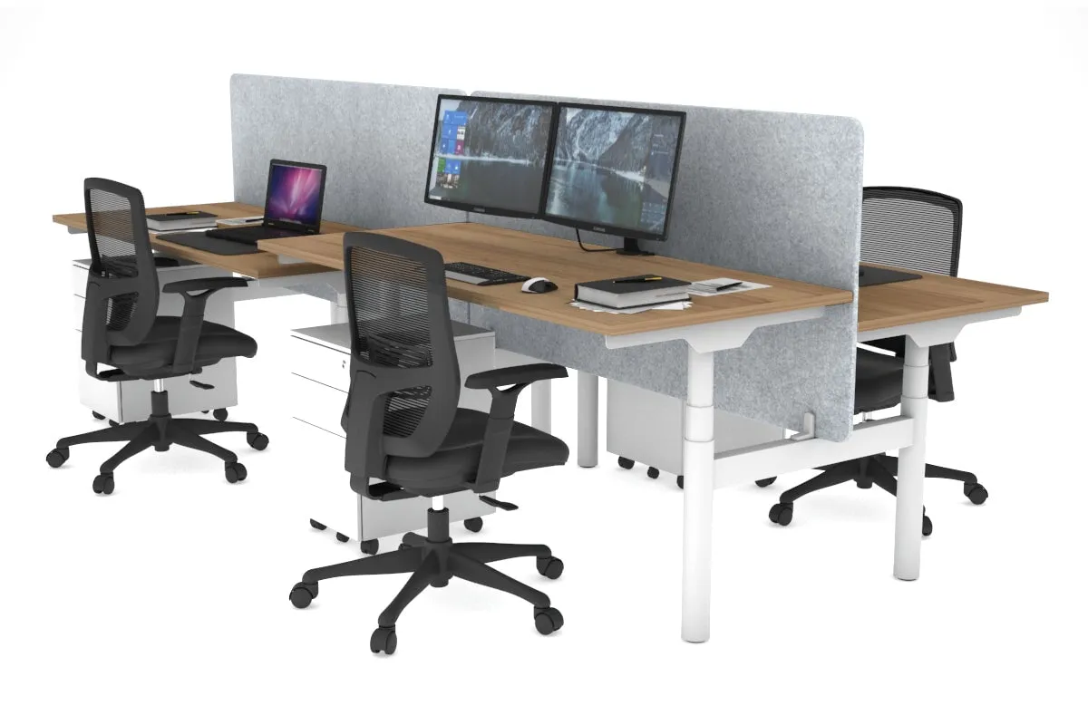 Flexi Premium Height Adjustable 4 Person H-Bench Workstation - White Frame [1200L x 700W]
