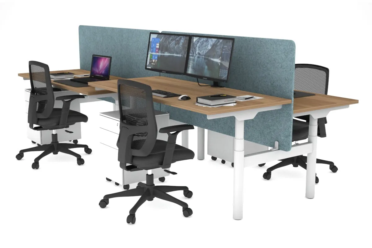 Flexi Premium Height Adjustable 4 Person H-Bench Workstation - White Frame [1200L x 700W]