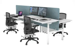 Flexi Premium Height Adjustable 4 Person H-Bench Workstation - White Frame [1200L x 700W]