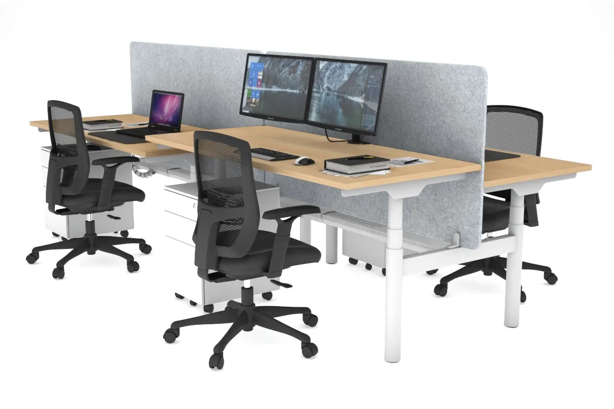 Flexi Premium Height Adjustable 4 Person H-Bench Workstation - White Frame [1200L x 700W]
