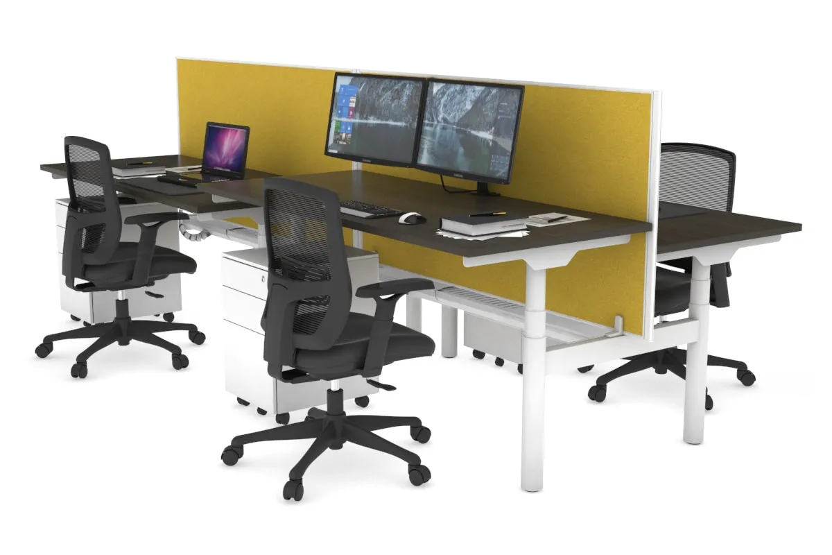 Flexi Premium Height Adjustable 4 Person H-Bench Workstation - White Frame [1200L x 700W]