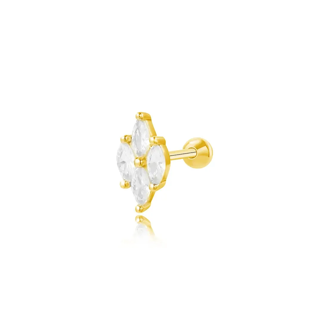 Four-Petal Rhombus Barbell Piercing (18G)