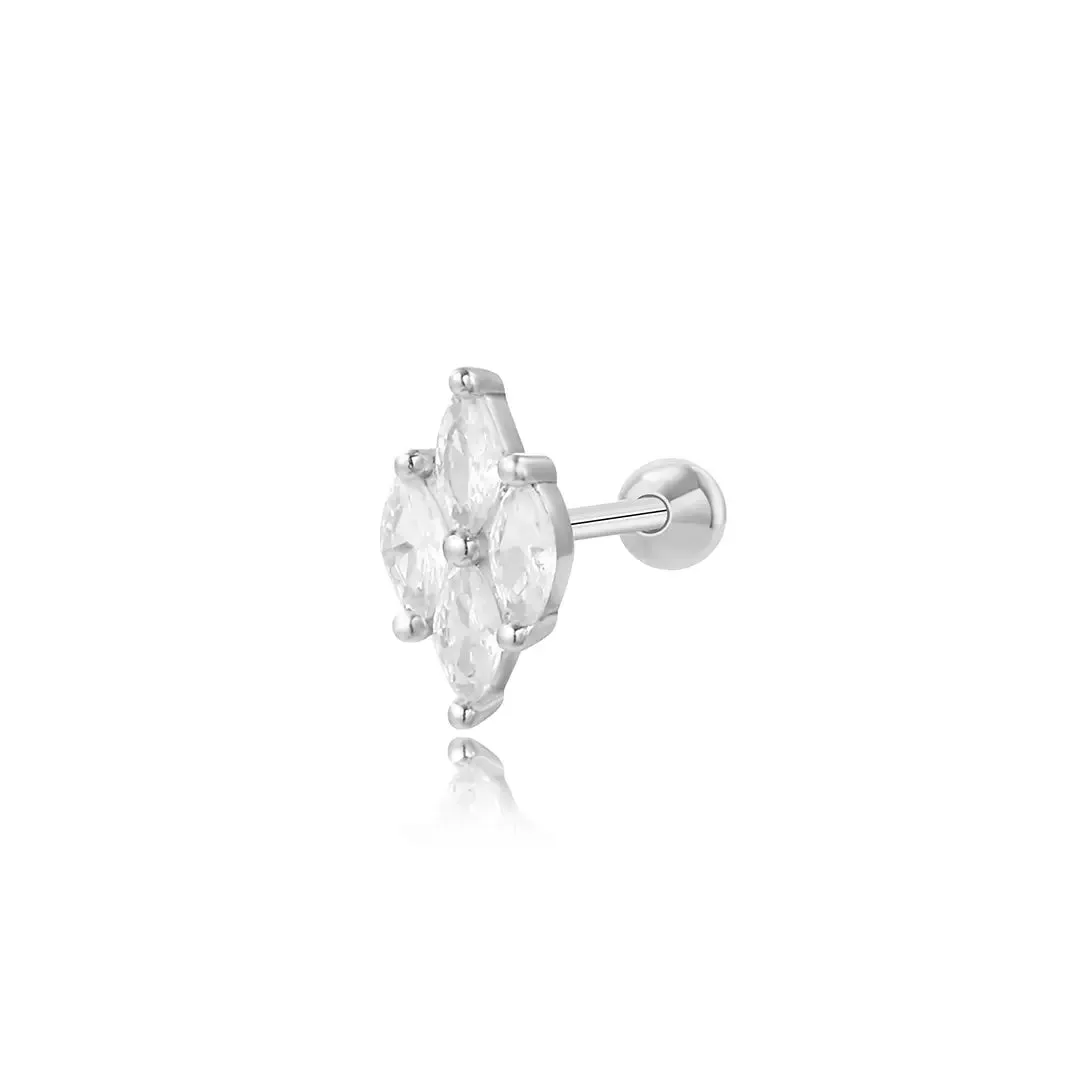 Four-Petal Rhombus Barbell Piercing (18G)