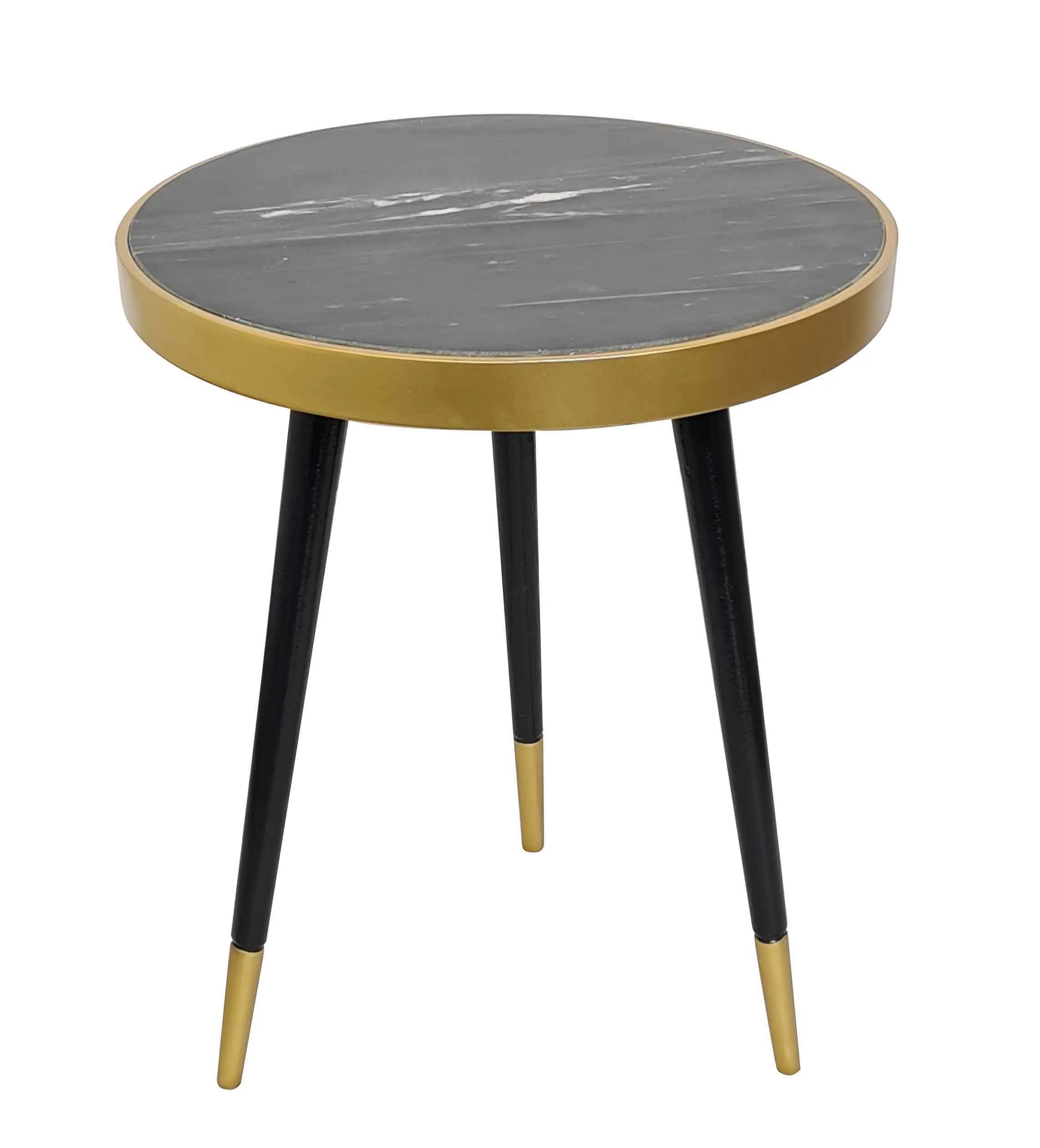 Gallieni Round Marble End Table,Black