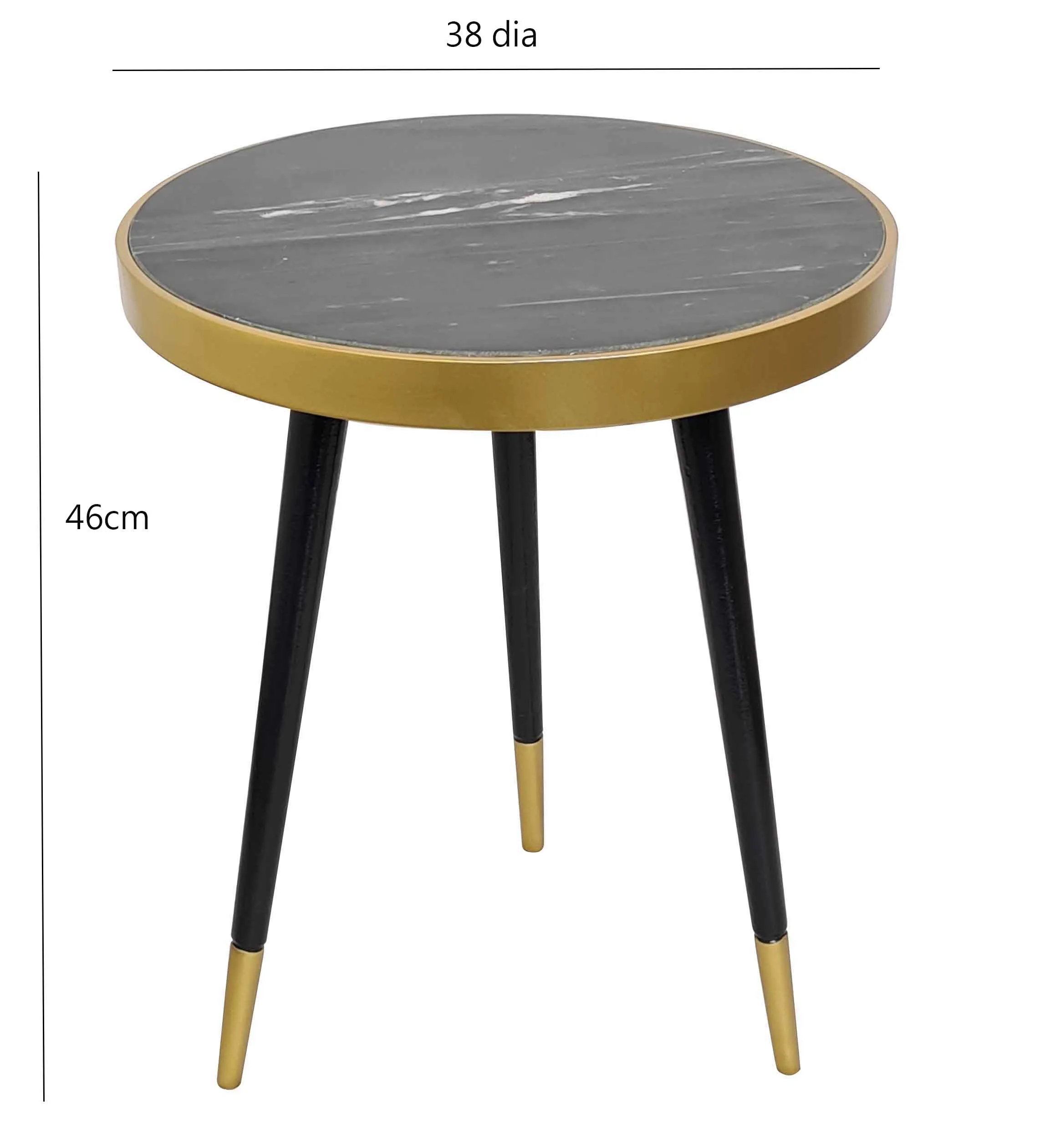 Gallieni Round Marble End Table,Black