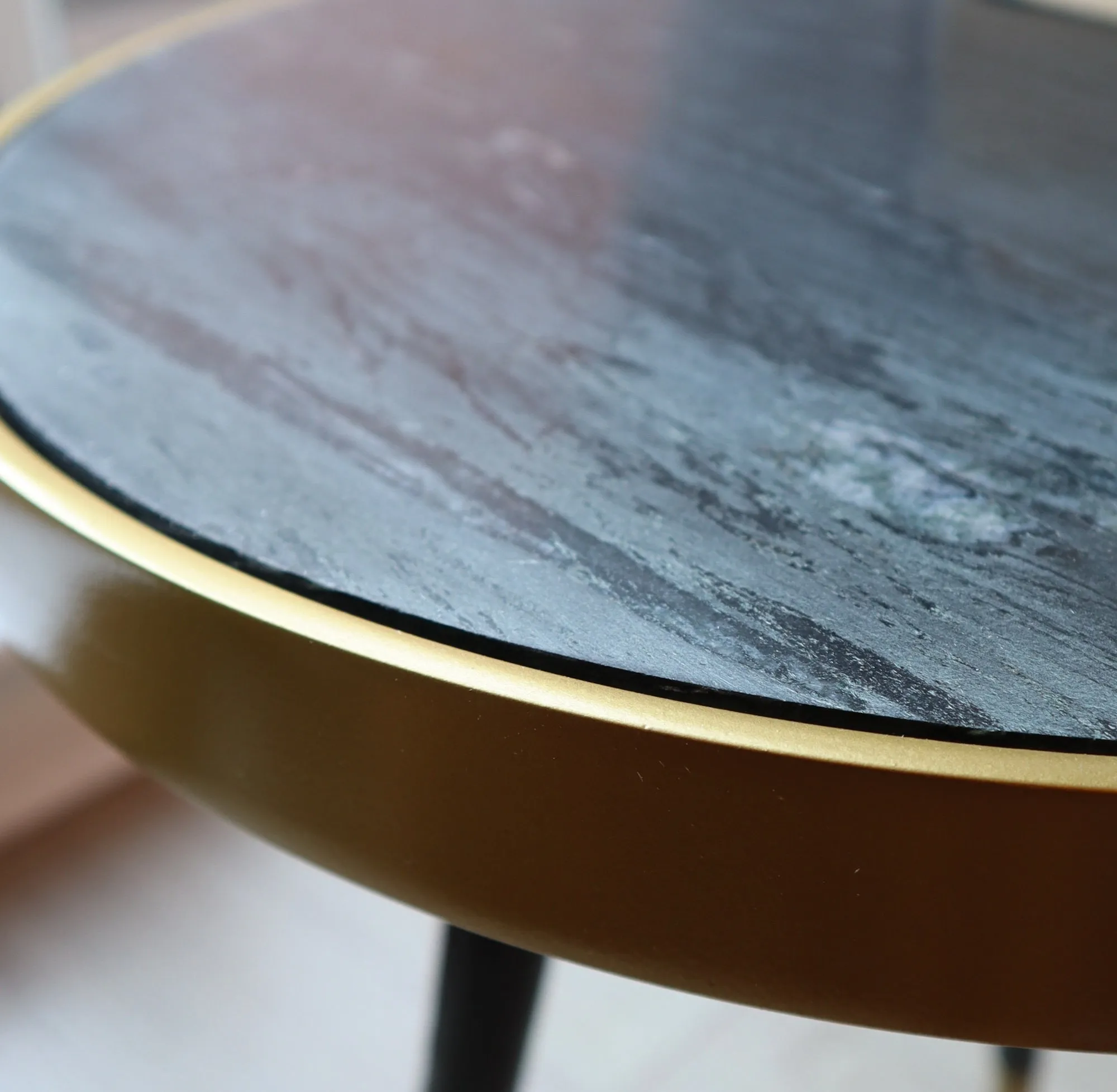 Gallieni Round Marble End Table,Black