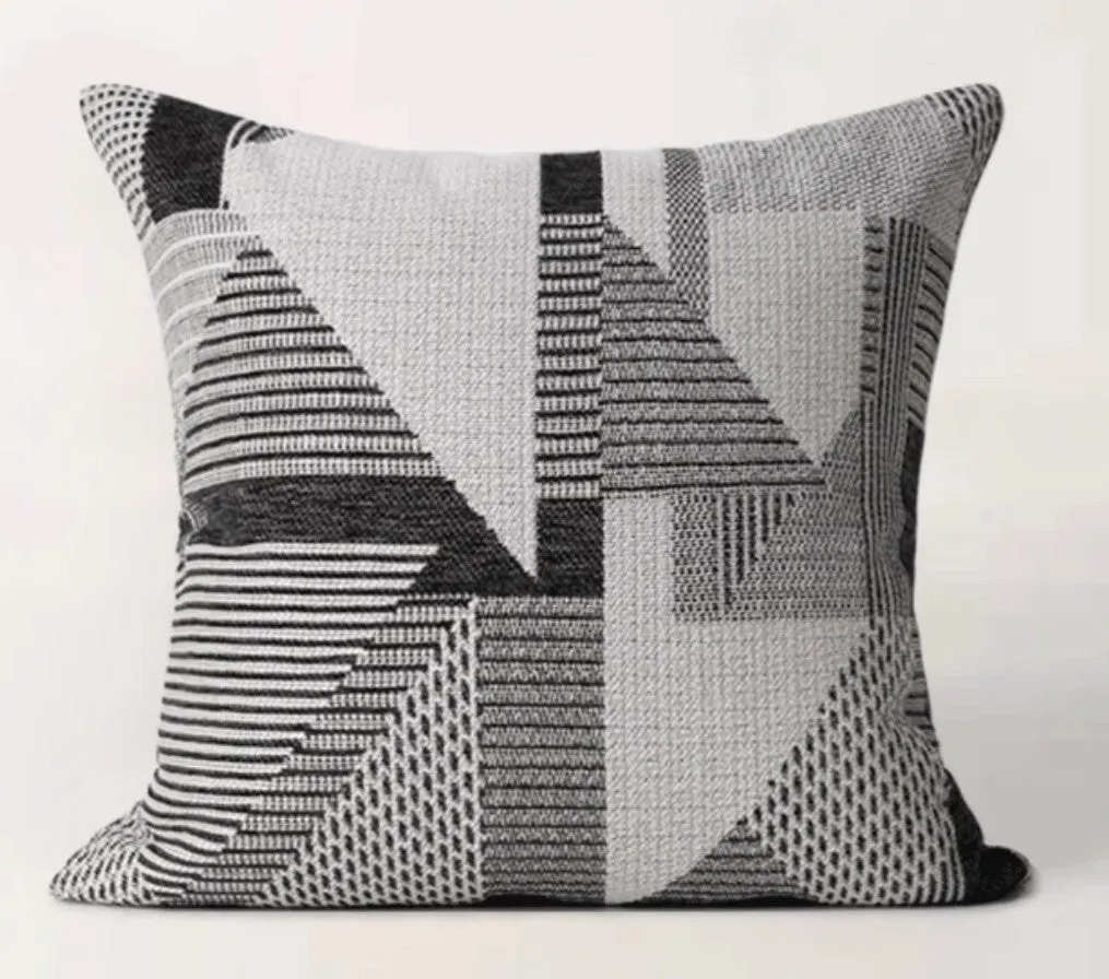 Geometric Grey Back Contemporary Cushions for Interior Design, Large Modern Decorative Pillows for Sofa, Modern Throw Pillows for Couch
