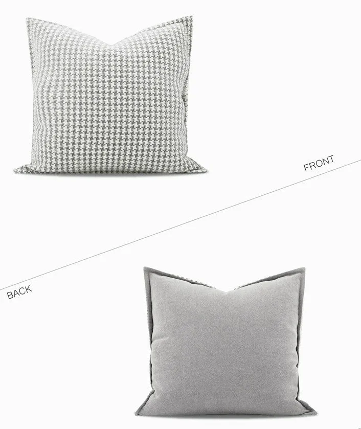 Gray Chequer Modern Sofa Pillows, Large Decorative Throw Pillows, Contemporary Square Modern Throw Pillows for Couch, Abstract Throw Pillow for Interior Design