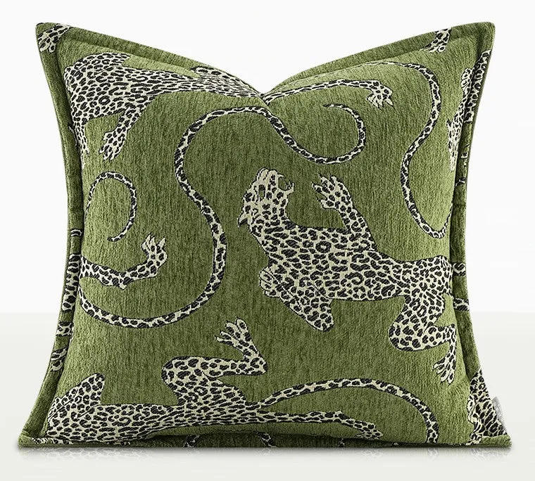 Green Decorative Pillow Covers, Large Modern Sofa Pillow Cases, Cheetah Modern Pillows for Couch, Abstract Decorative Throw Pillows for Living Room