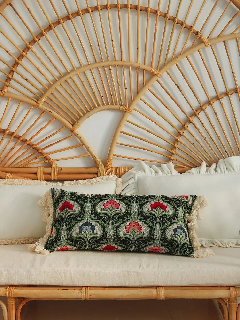 Green Medusa - Bolster Pillow With Fringe
