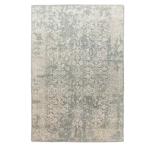 Grey Modern Wool Silk Blend Rug - 8' x 11'6"