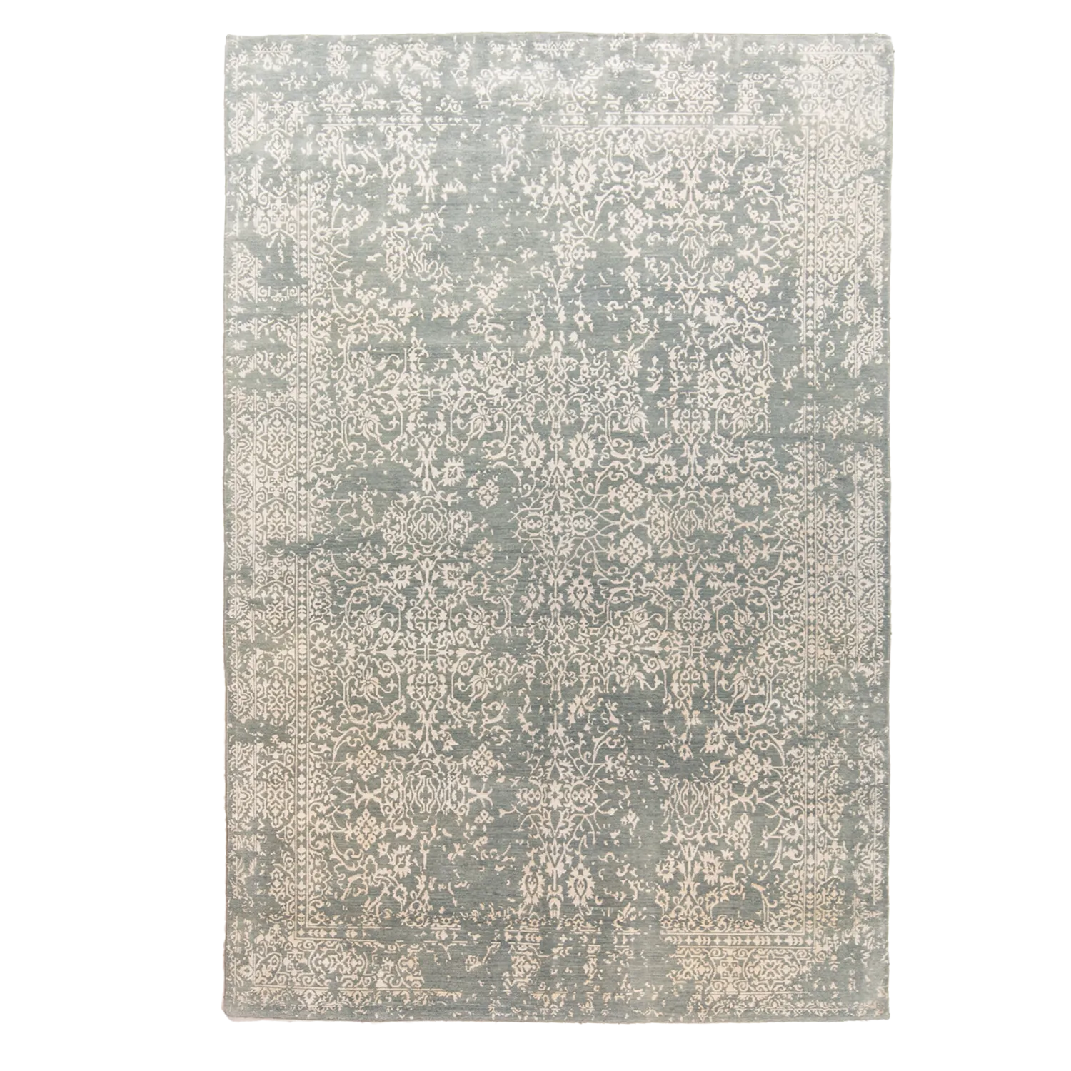 Grey Modern Wool Silk Blend Rug - 8' x 11'6"