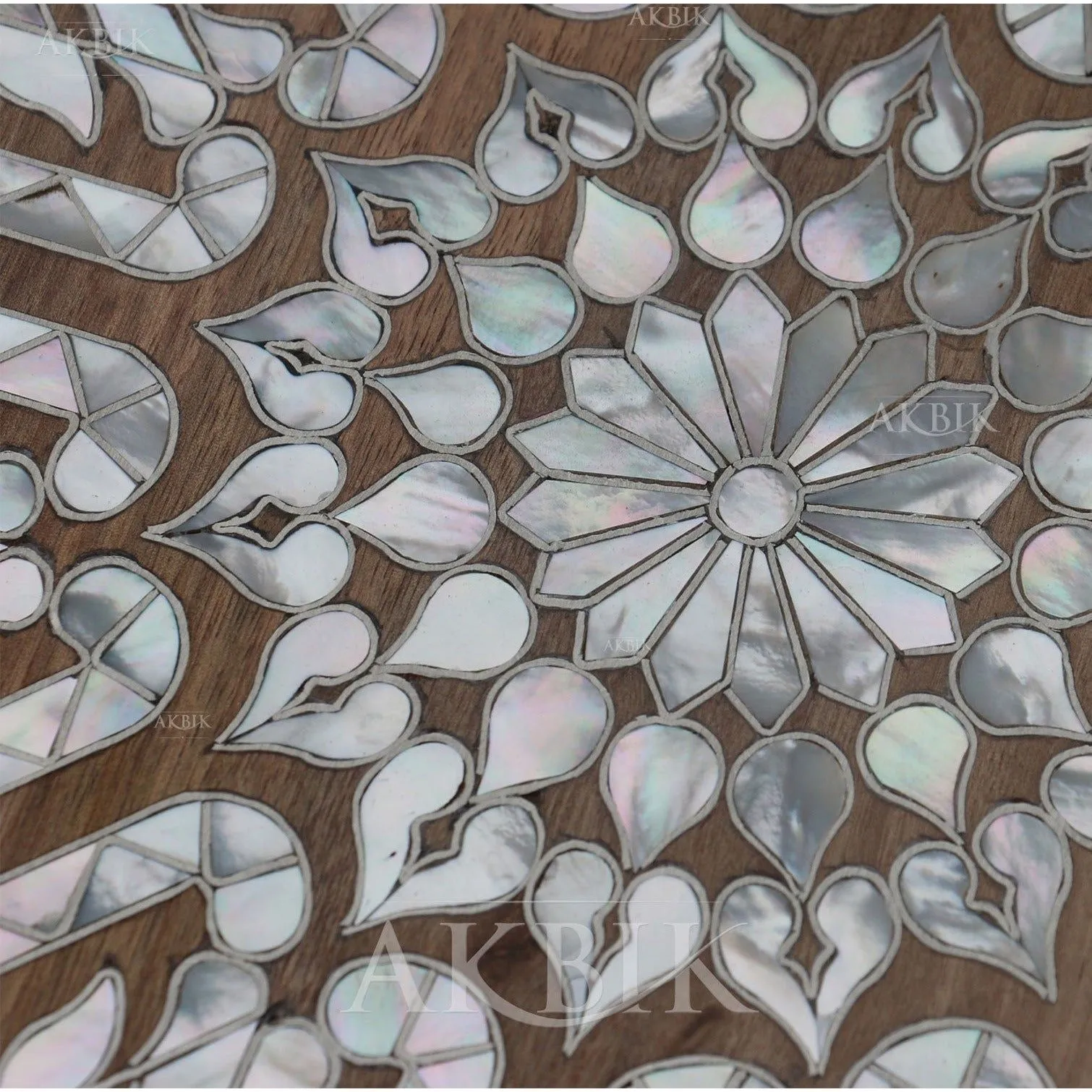 Handcrafted Mother of Pearl Inlaid Side Table - Almeria Design