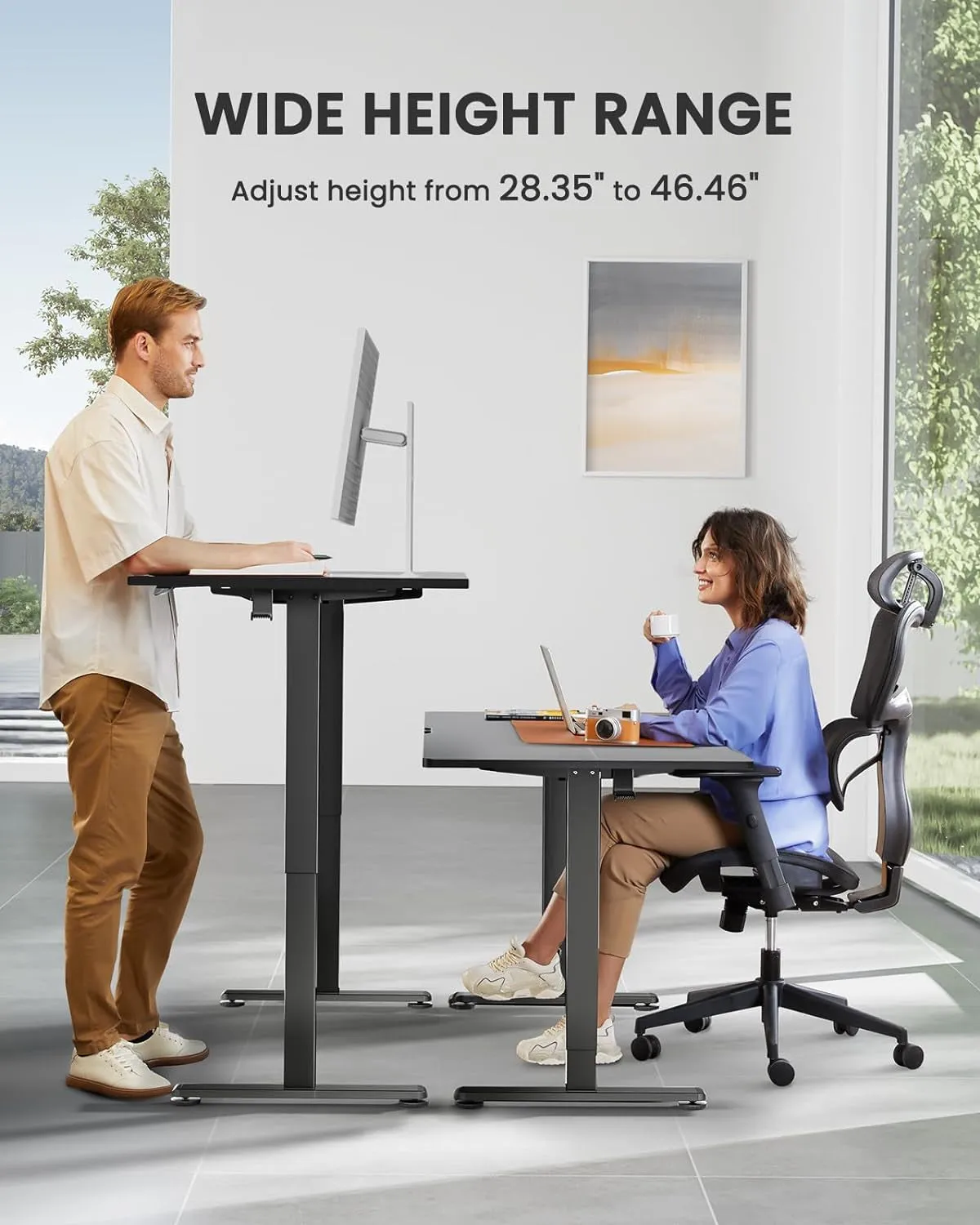 Height Adjustable Electric Standing Desk, 48 X 24 Inches Sit Stand up Desk,