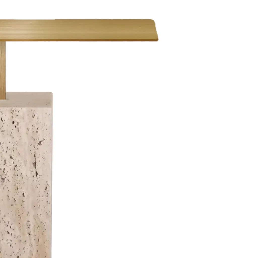 Hilaria 40 cm Brushed Gold Side Table - Natural
