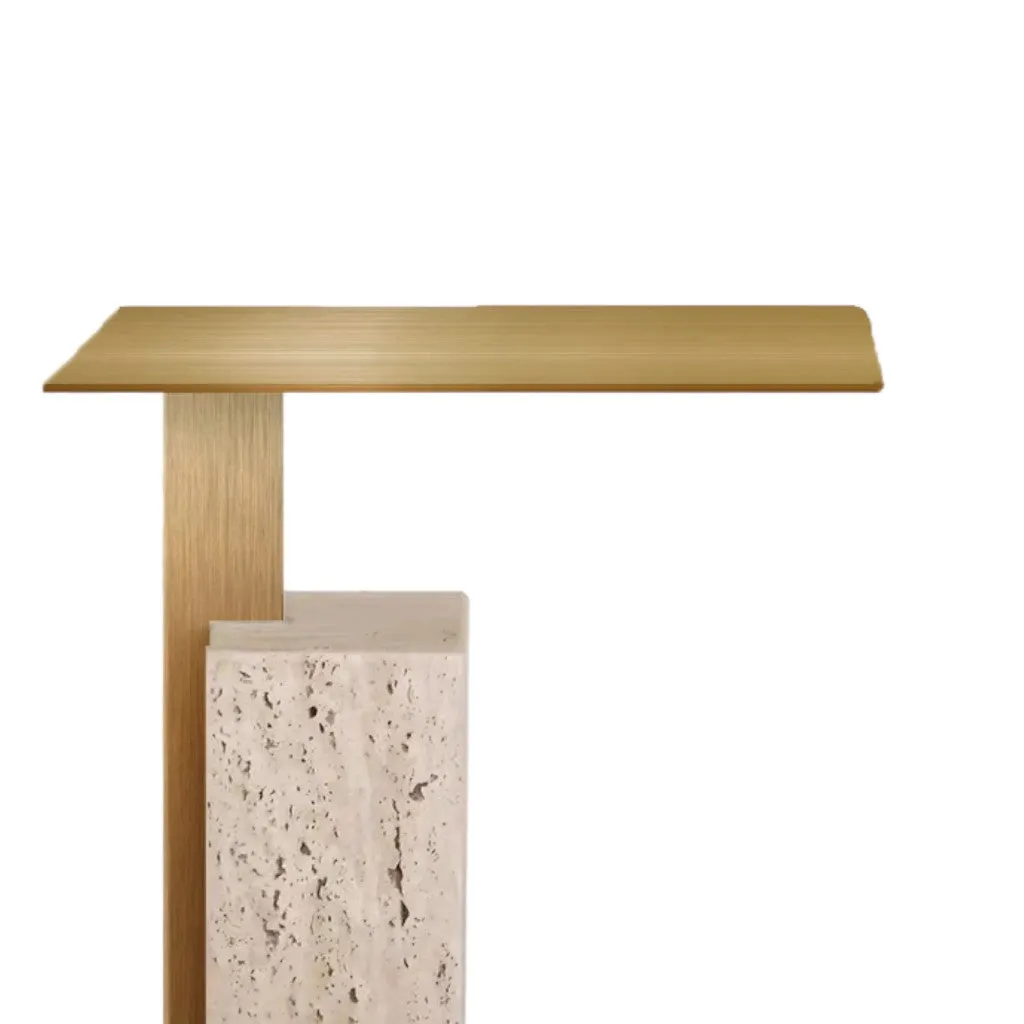 Hilaria 40 cm Brushed Gold Side Table - Natural