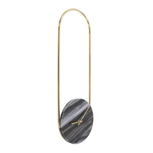Howard Elliott Collection Balance of Mies Black Marble and Stainless Steel Clock