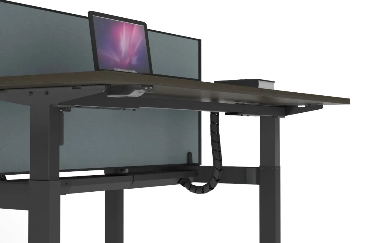 Just Right Height Adjustable 4 Person H-Bench Workstation - Black Frame [1200L x 700W]