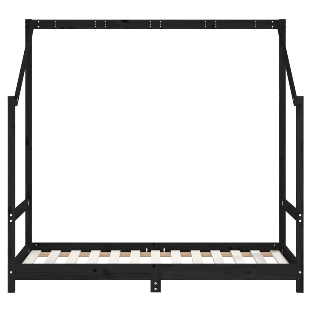 Kids Bed Frame Black 2x(80x160) cm Solid Wood Pine