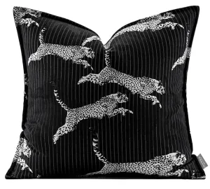 Large Modern Sofa Pillow Cases, Black Decorative Pillow Covers, Cheetah Modern Pillows for Couch, Abstract Decorative Throw Pillows for Living Room