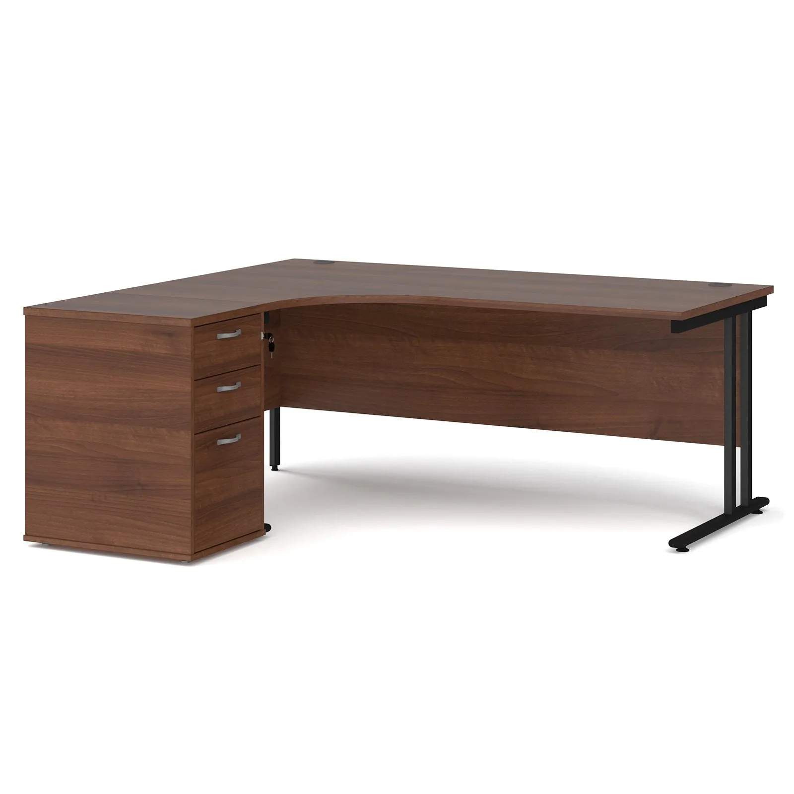 Left and right hand corner desk with pedestal - White Corner Desk, walnut, oak, grey oak, and beech