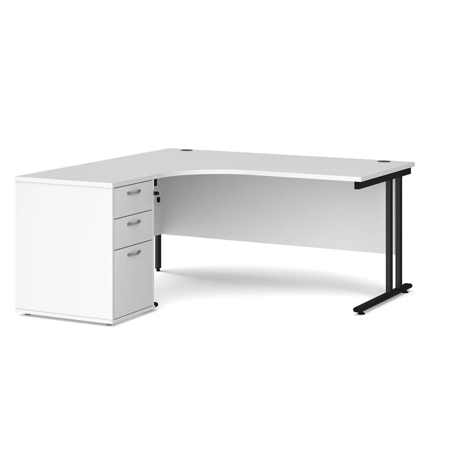 Left and right hand corner desk with pedestal - White Corner Desk, walnut, oak, grey oak, and beech