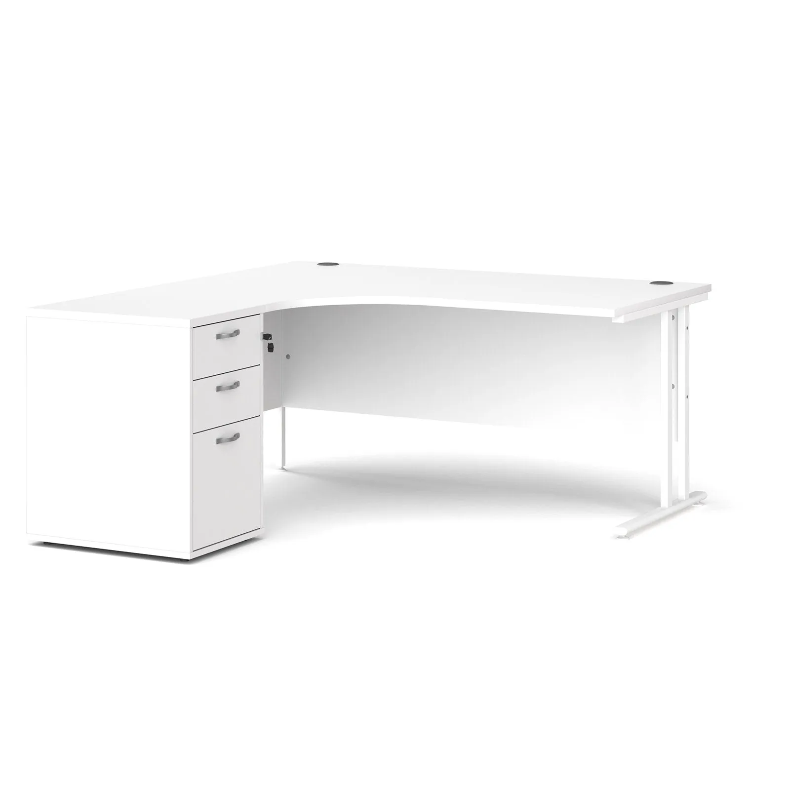 Left and right hand corner desk with pedestal - White Corner Desk, walnut, oak, grey oak, and beech