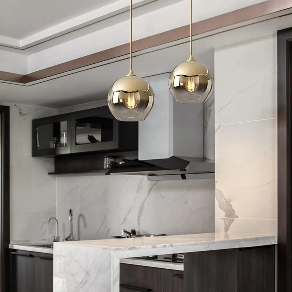 Light Master - Modern Globe Design Glass Pendant Lamp with LED Lighting for Kitchen and Dining Room