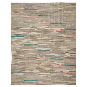 Multicolored Turkish Flatweave Wool Rug - 11'6" x 14'9"