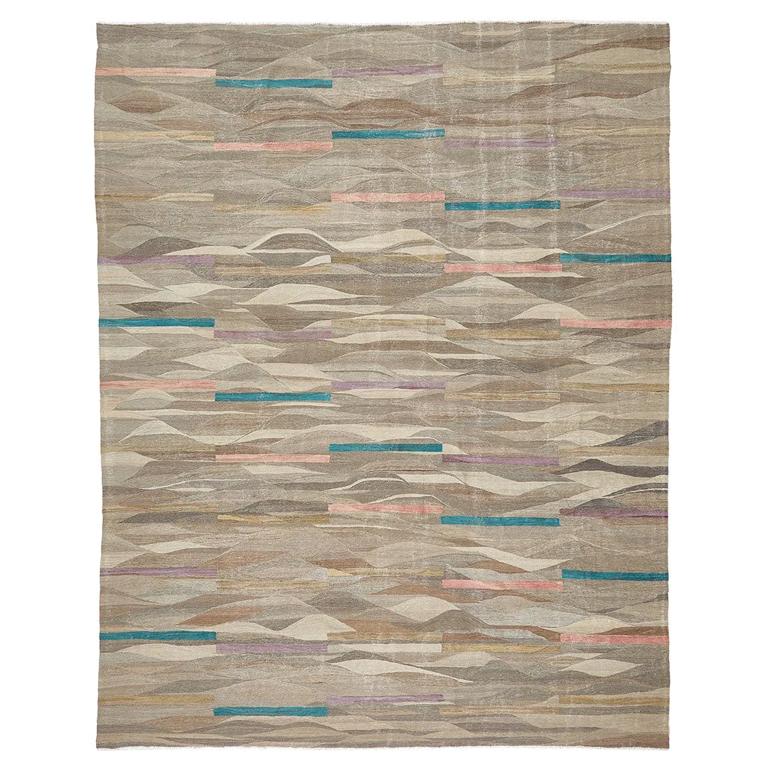 Multicolored Turkish Flatweave Wool Rug - 11'6" x 14'9"