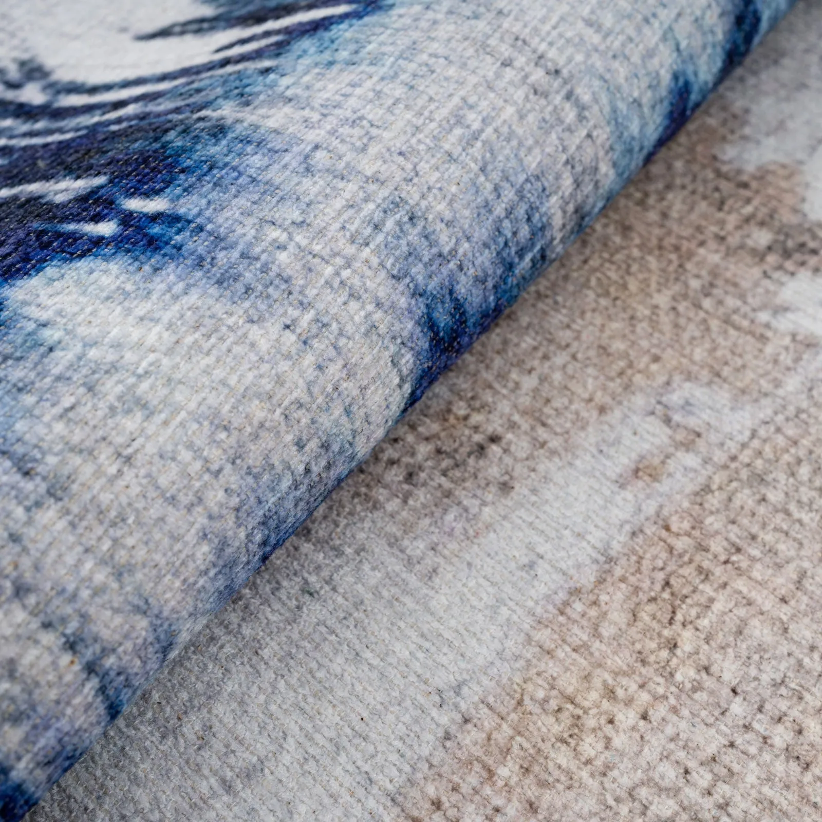 Navy Canvas Washable Designer Rug - Storm