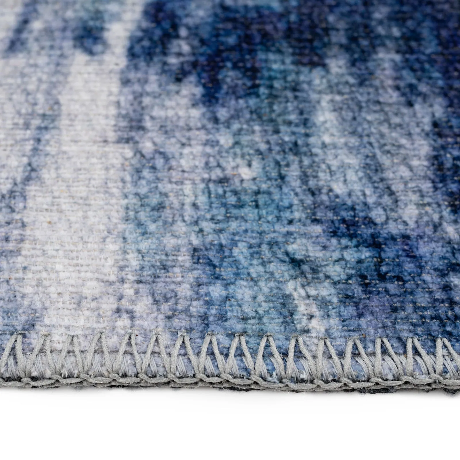 Navy Canvas Washable Designer Rug - Storm