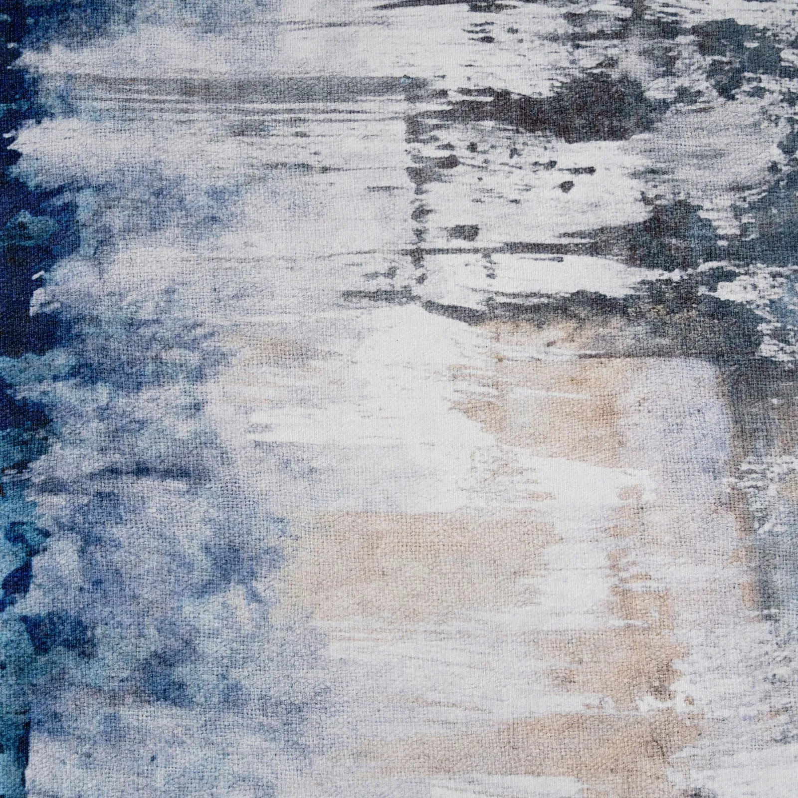 Navy Canvas Washable Designer Rug - Storm