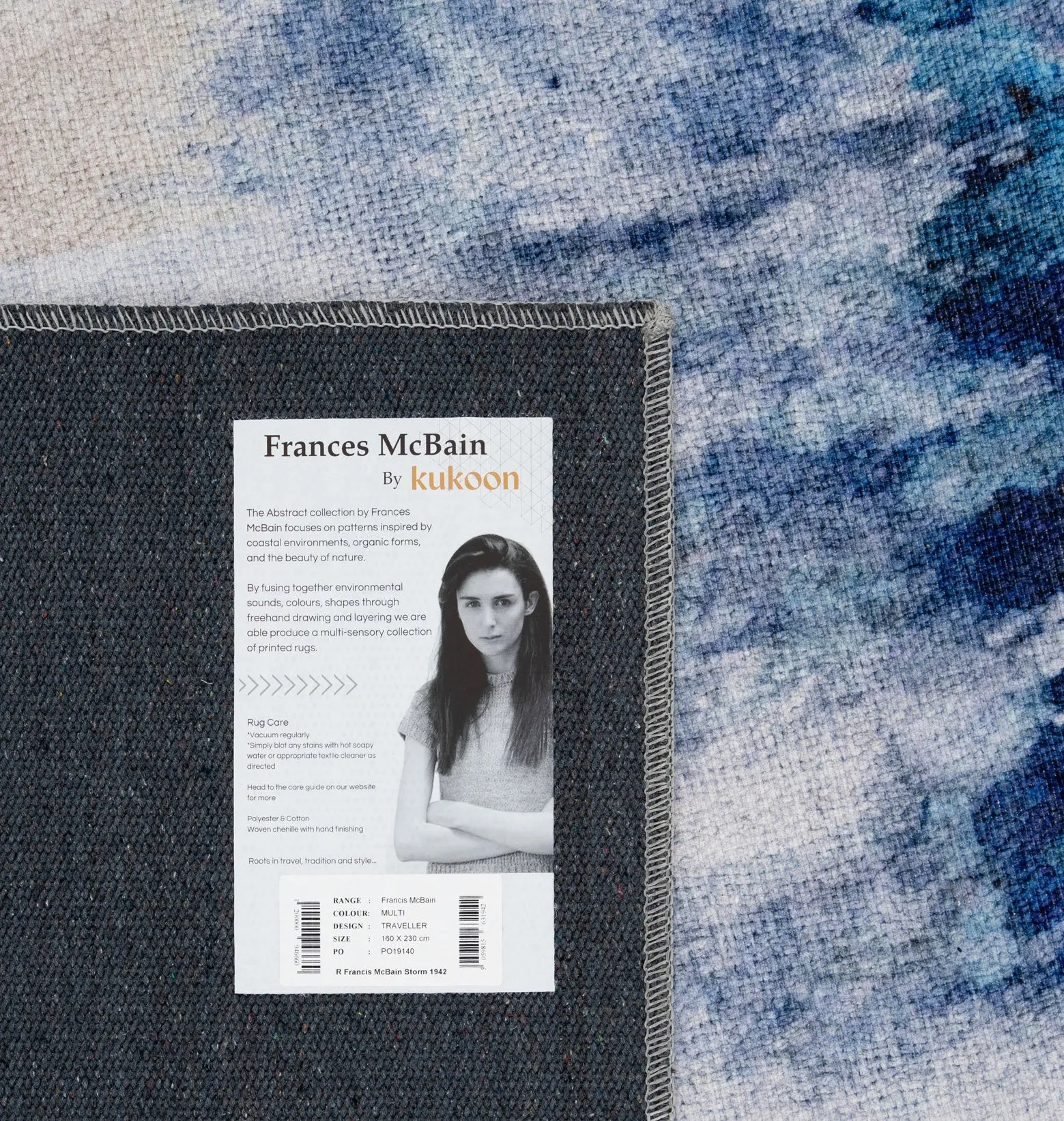 Navy Canvas Washable Designer Rug - Storm