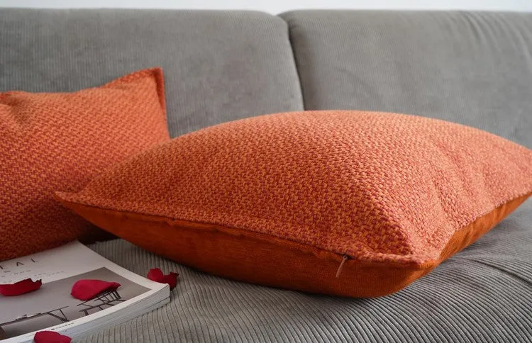 Orange Square Modern Throw Pillows for Couch, Large Contemporary Modern Sofa Pillows, Simple Decorative Throw Pillows, Large Throw Pillow for Interior Design