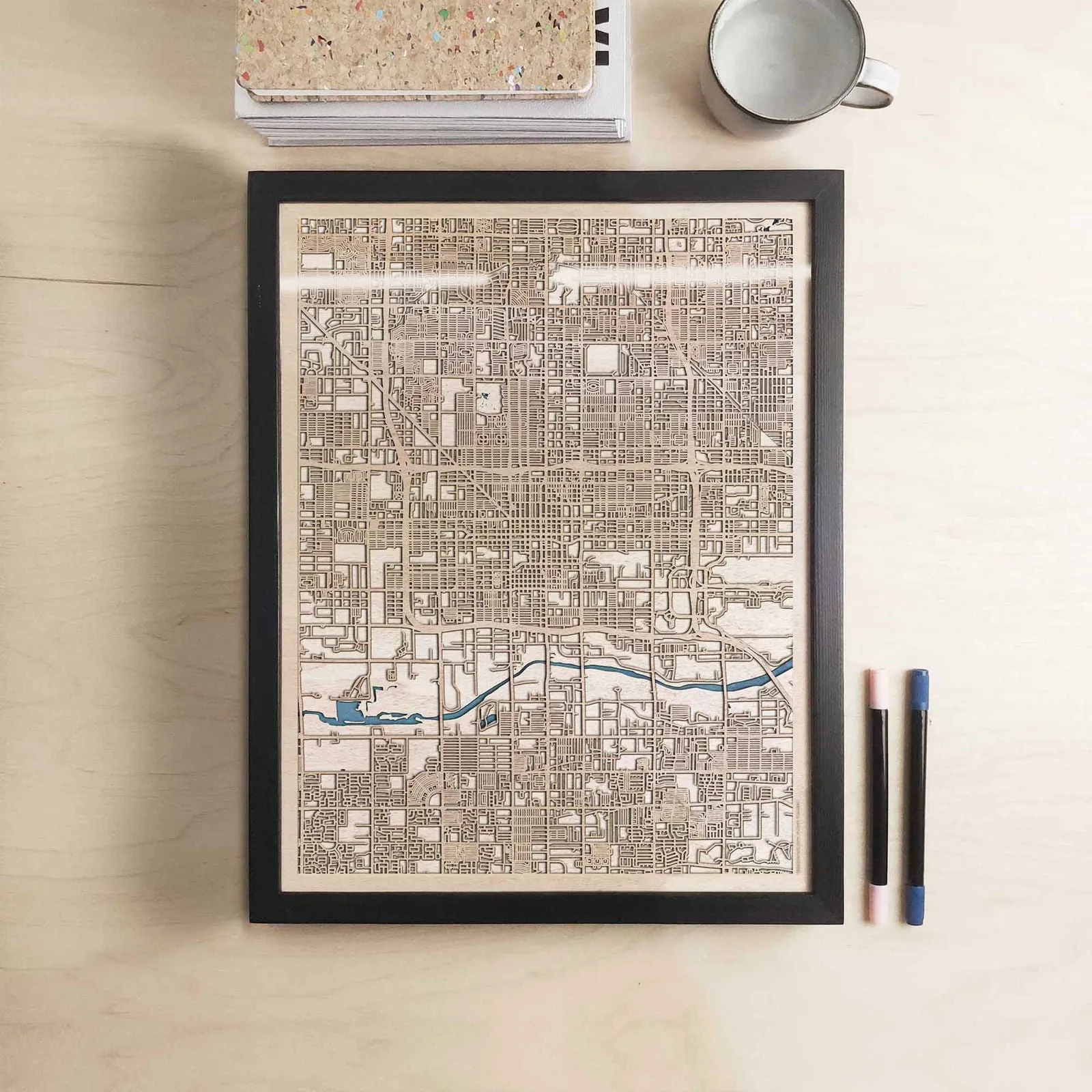 Phoenix Wooden Map