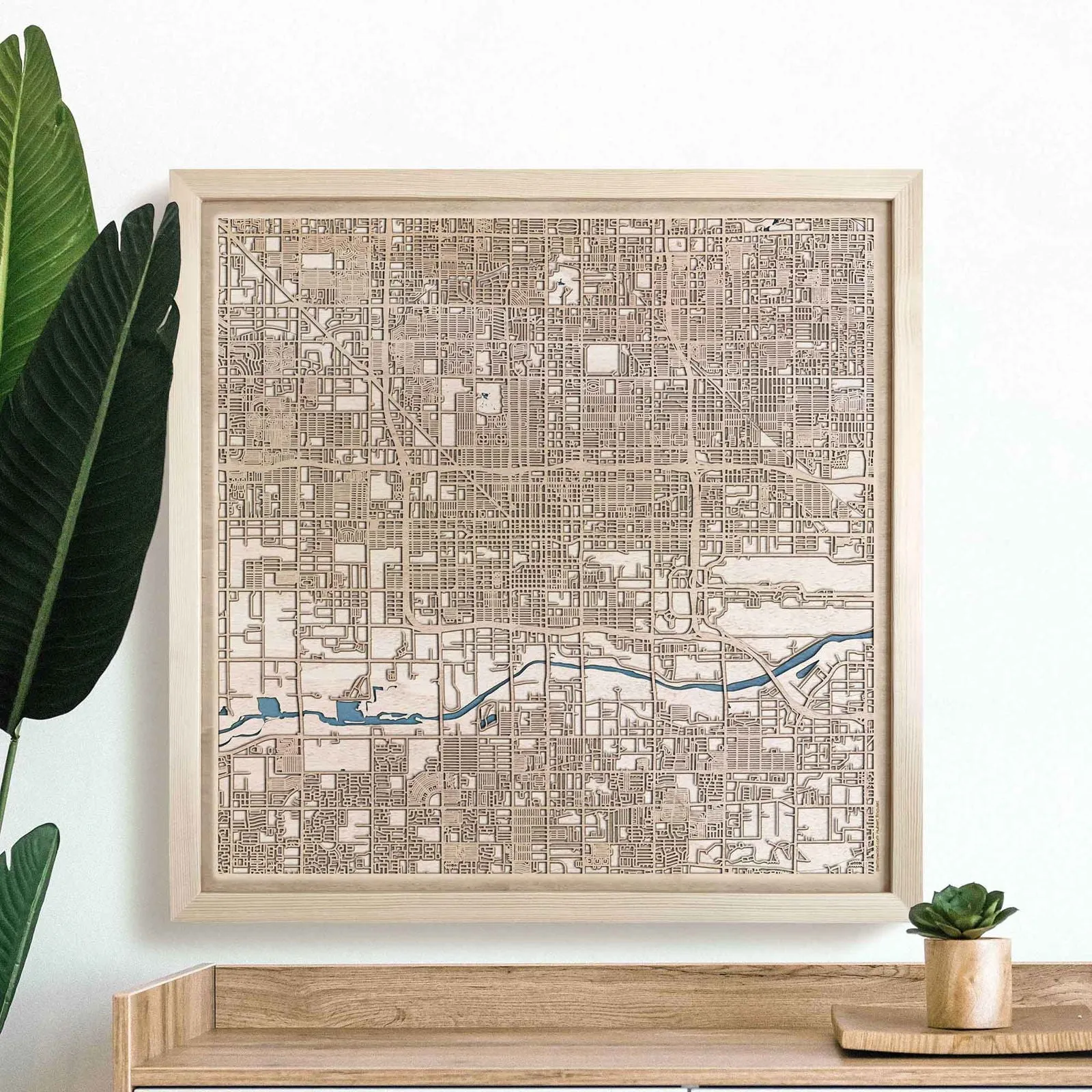 Phoenix Wooden Map