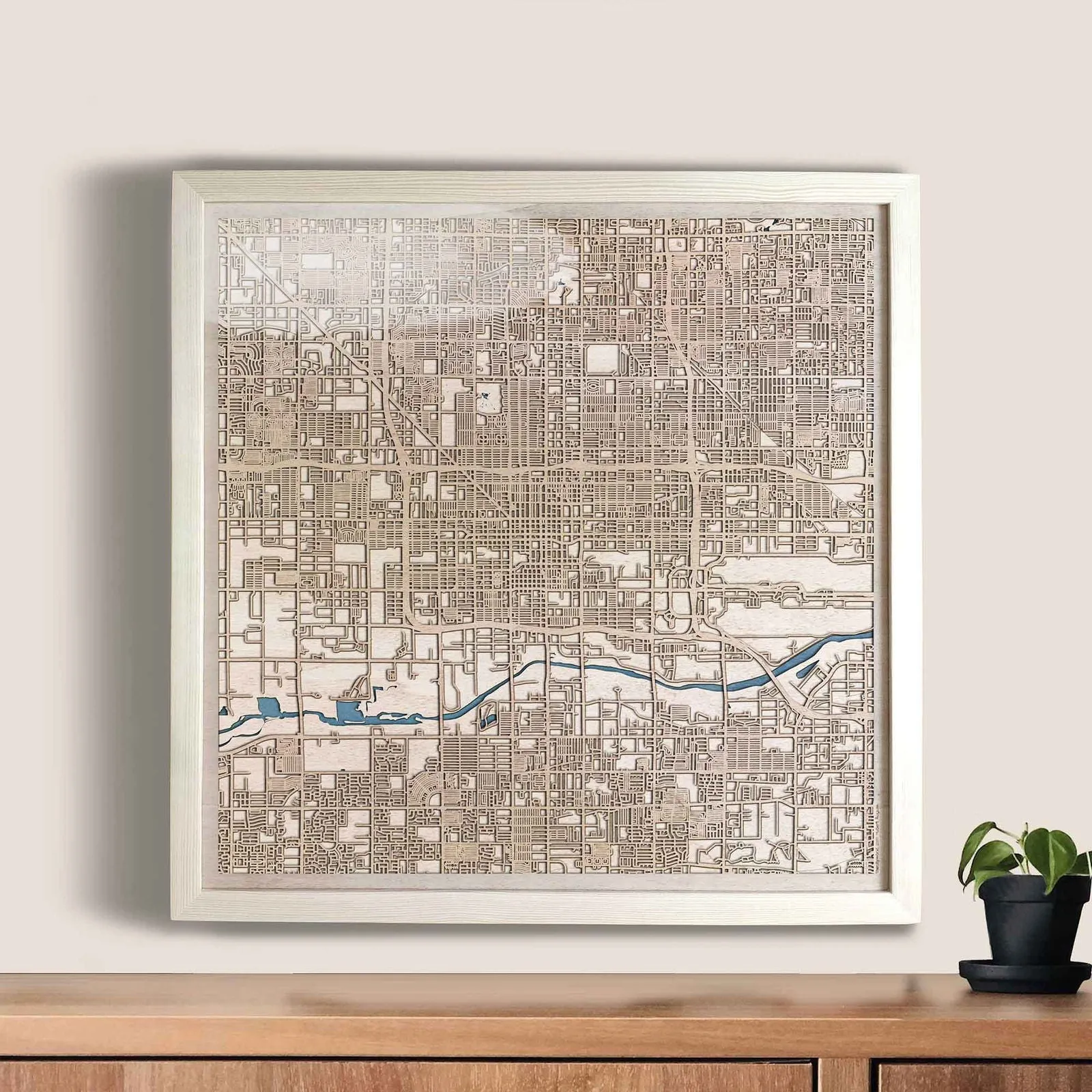 Phoenix Wooden Map