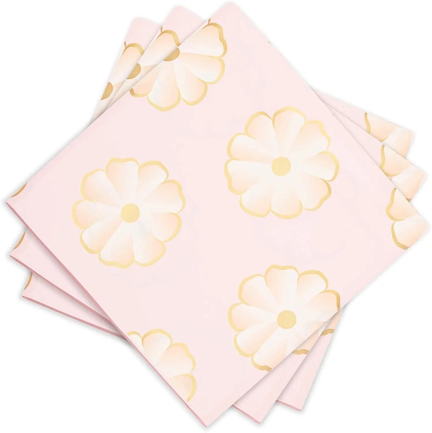 Pink Daisy Plastic Tablecloth for Weddings, Baby Showers (54 x 108 in, 3 Pack)