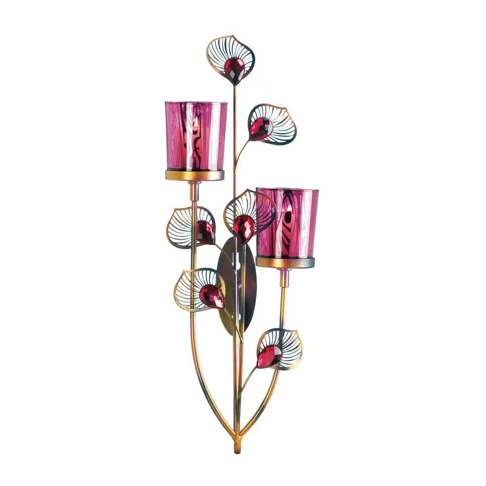 Pink Peacock Wall Sconce