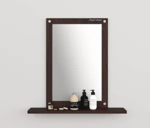 Product-Unique Engineered Wood Dressing Mirror, Wall Mount Vanity Mirror with Shelves Wall Hanging Dressing Mirrors Dark Brown
