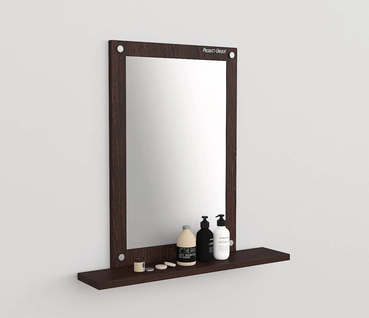 Product-Unique Engineered Wood Dressing Mirror, Wall Mount Vanity Mirror with Shelves Wall Hanging Dressing Mirrors Dark Brown
