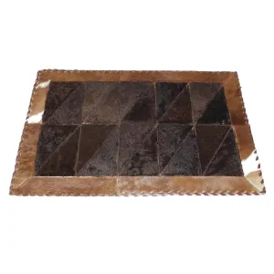 Rectangle Patchwork Area Rug - Brown Cowhide, Bison Center 2'x3'