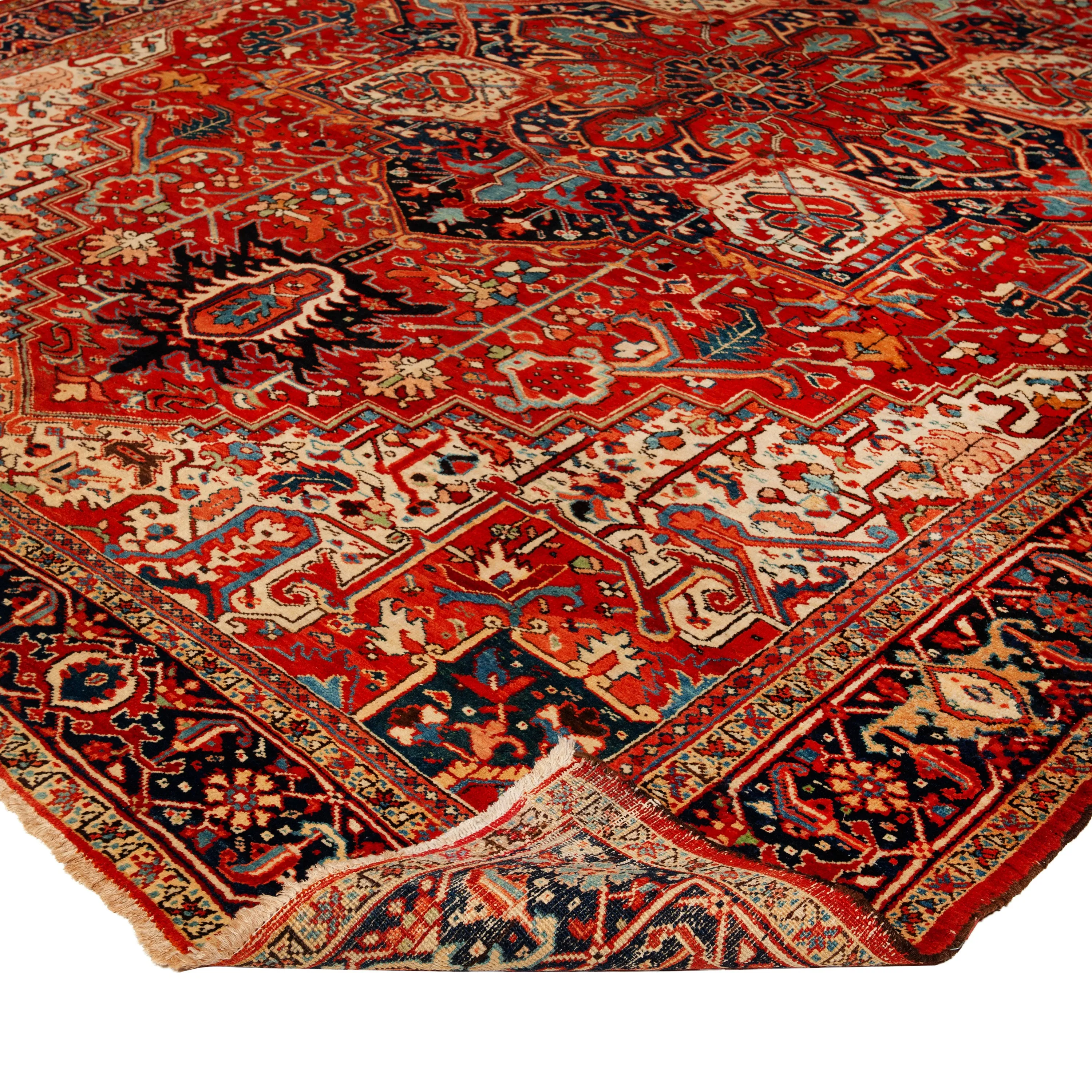 Red Vintage Persian Heriz Rug - 9'6" x 12'11"