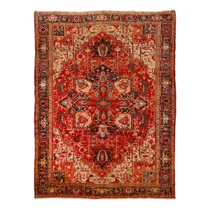 Red Vintage Persian Heriz Rug - 9'6" x 12'11"