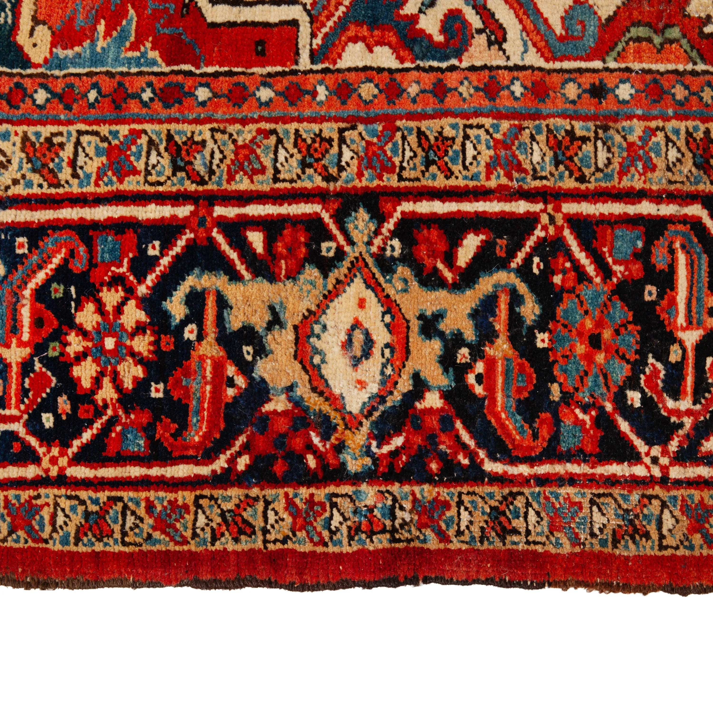 Red Vintage Persian Heriz Rug - 9'6" x 12'11"