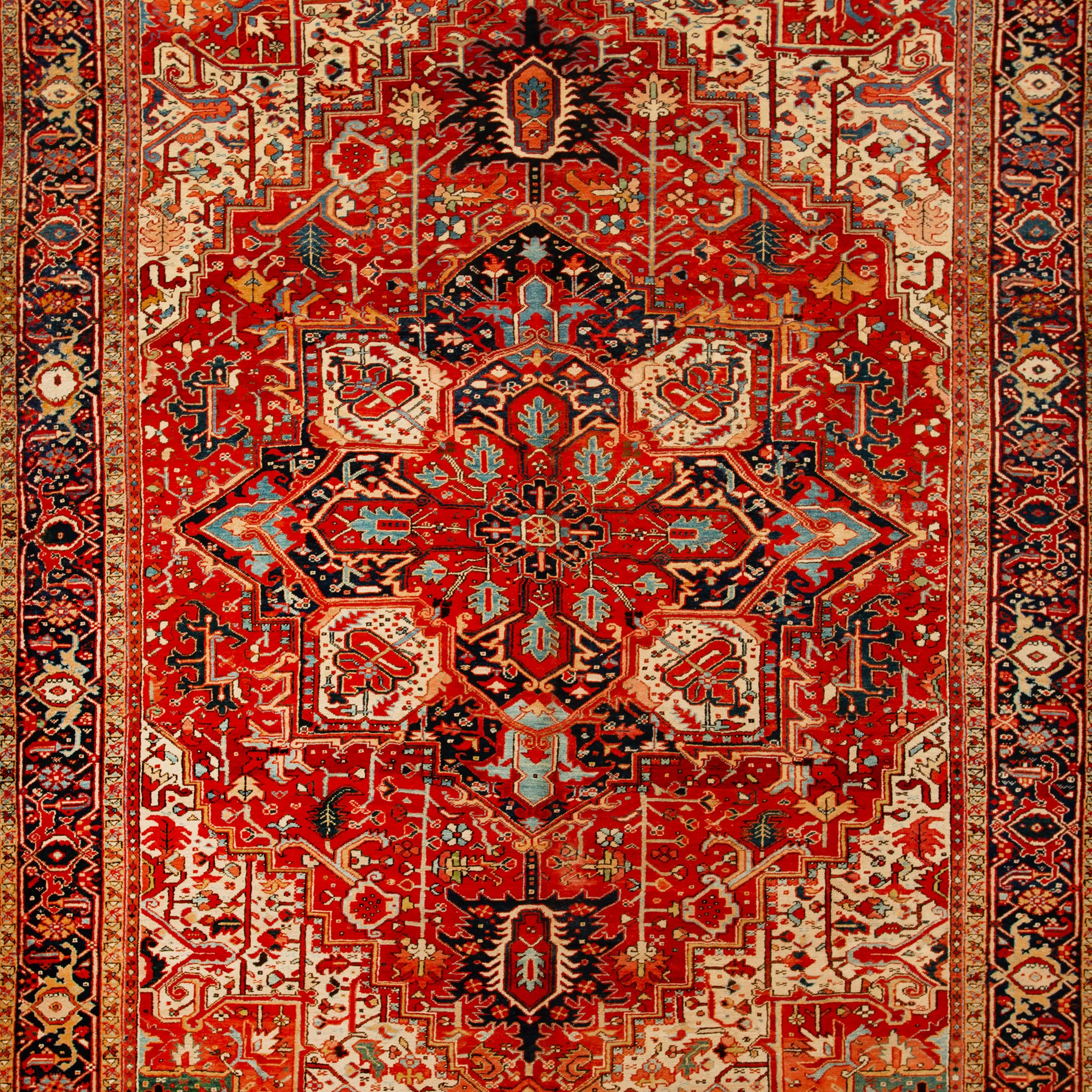 Red Vintage Persian Heriz Rug - 9'6" x 12'11"