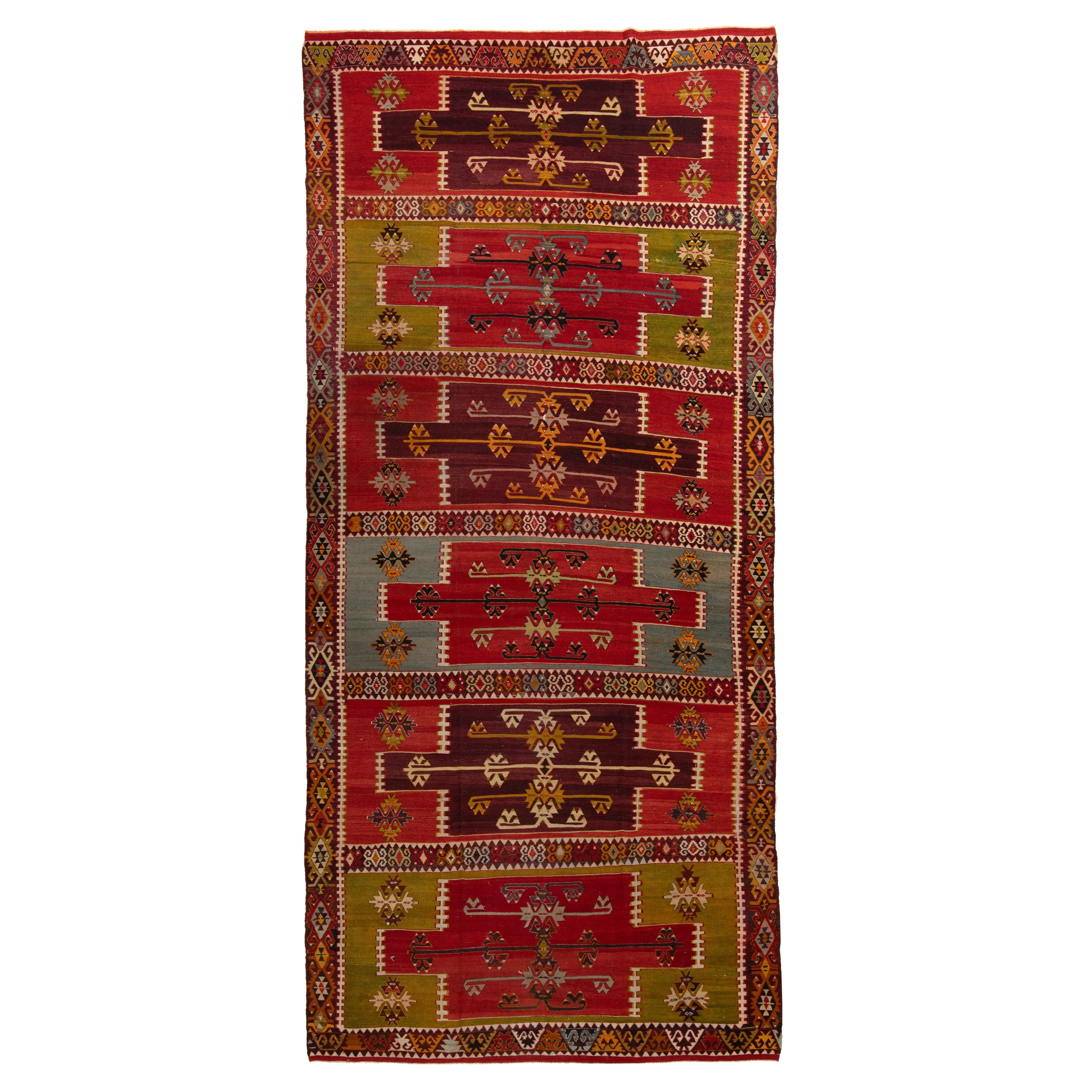 Red Vintage Wool Kilim Rug - 6'1" x 16'6"